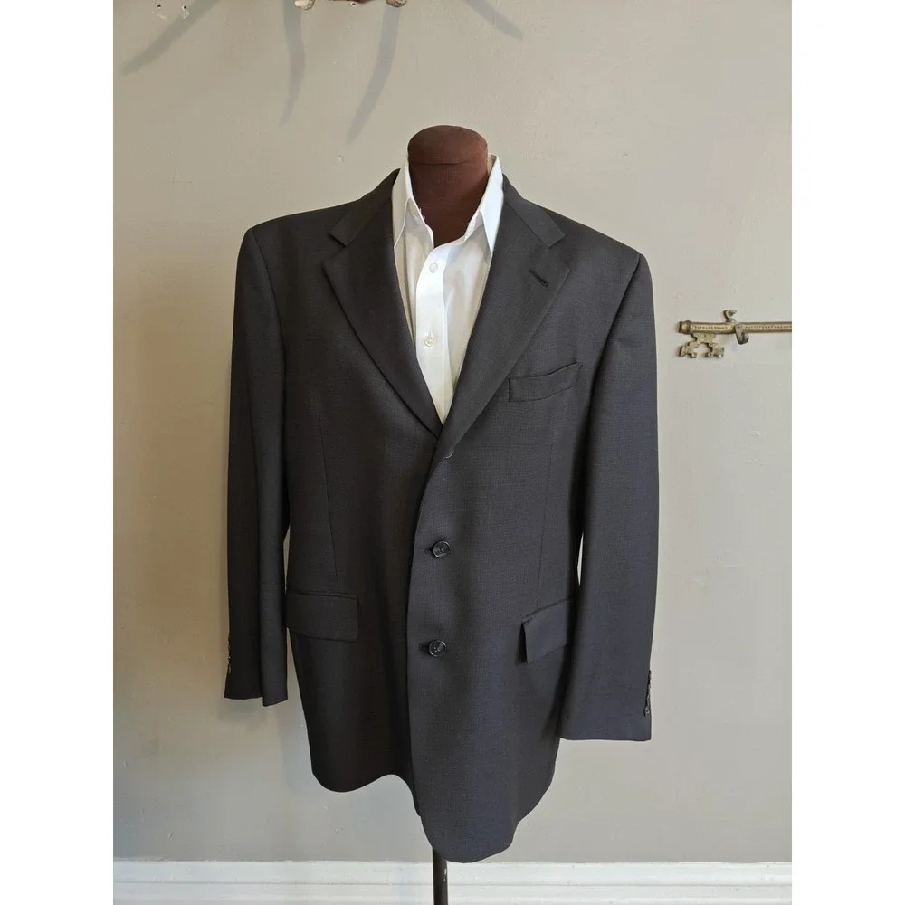 Hart Schaffner Marx Mens Wool Sports Coat Blazer 42R Black 3 Button K804
